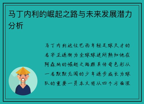 马丁内利的崛起之路与未来发展潜力分析